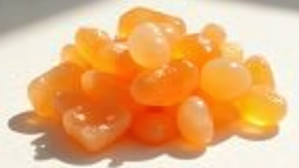 Bright orange calcite crystals on a white surface, sunlight making the stones glow vividly