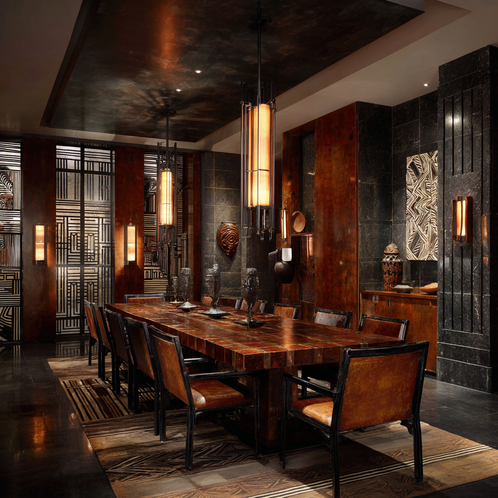 Deep Red-Brown, Grounding Charcoal & Sharp Stone-Gray Breaks