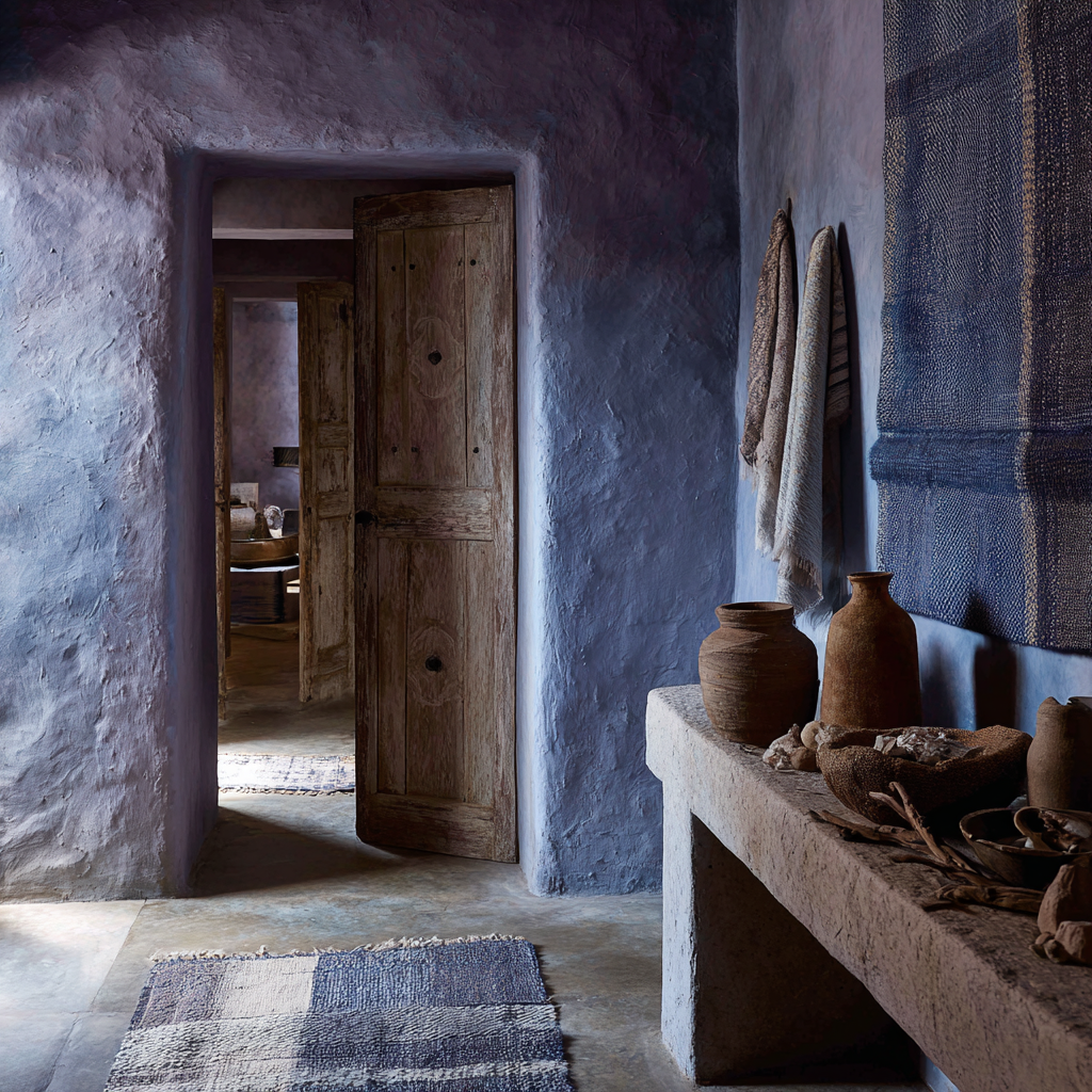 soft indigo, muted violet, moon-washed blue, and gentle shadow tones