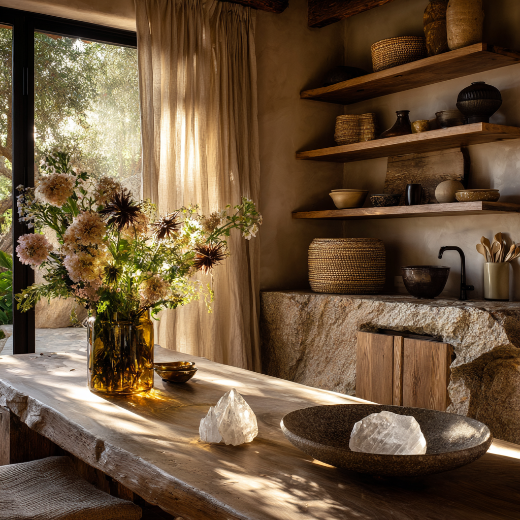 Clear Calcite on kitchen table