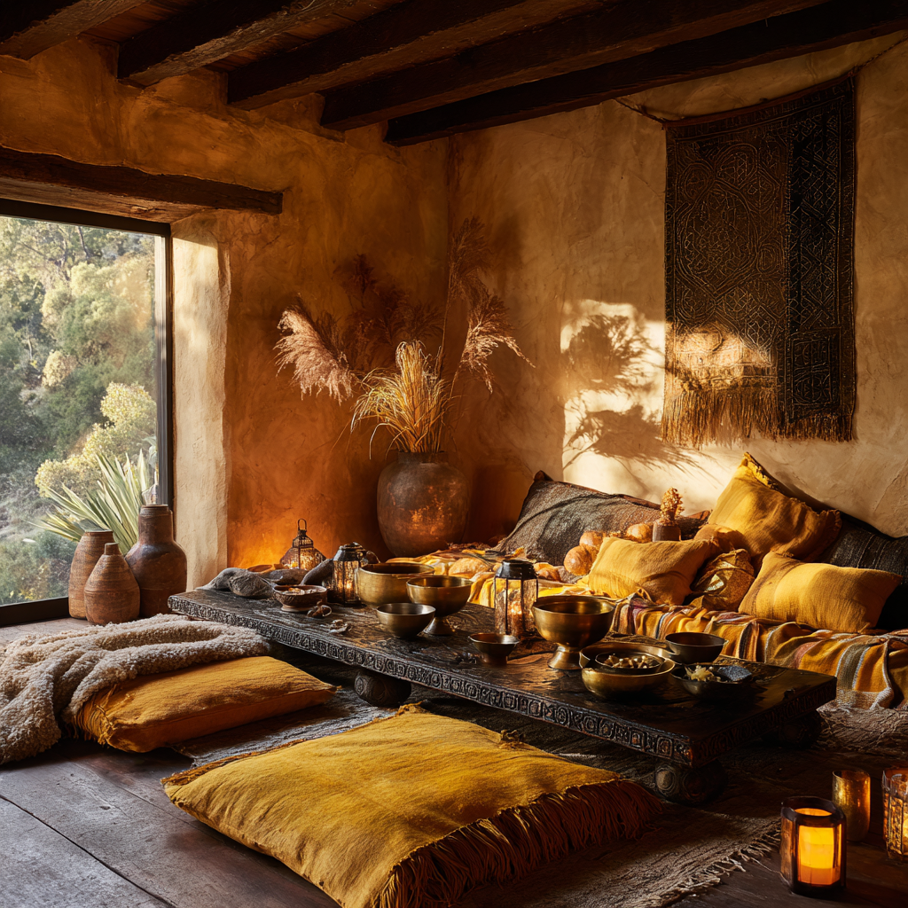 Gold and Sunlight Yellow Meditation Room