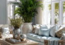 Ice Blue and Soft Silver-White African Home Sitting Room