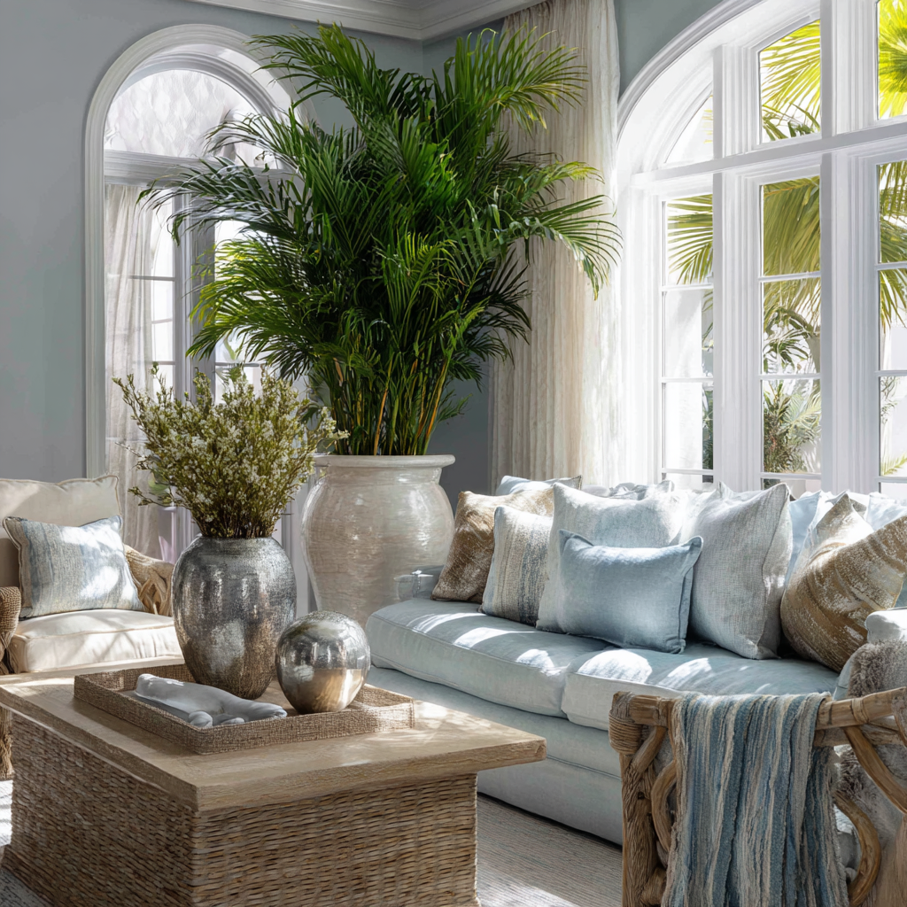 Ice Blue and Soft Silver-White African Home Sitting Room