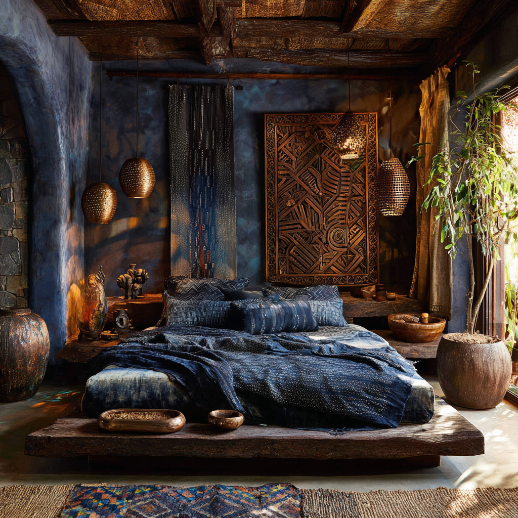 Indigo African Eclectic bedroom