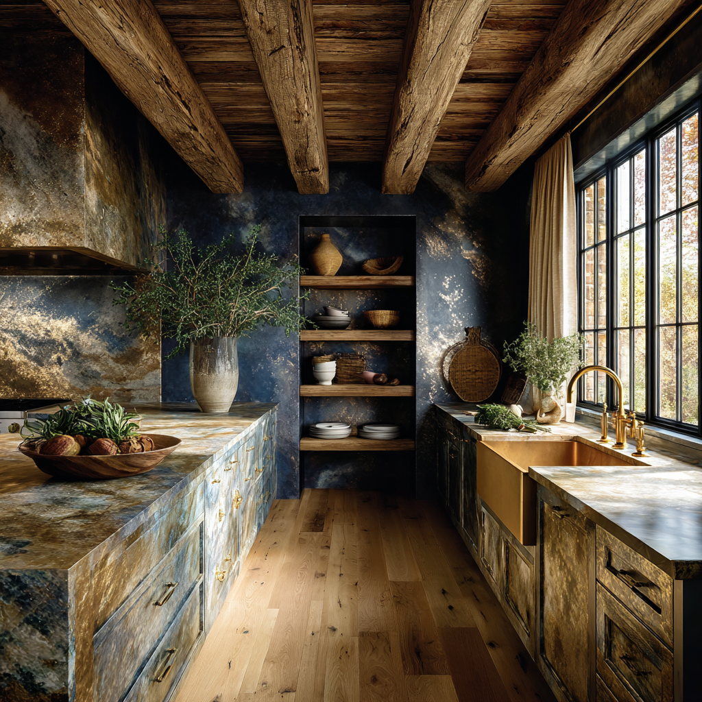 Iridescent Gold-White - Cosmic Pearl - Deep Starlight African kitchen