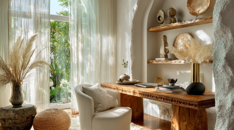 Iridescent White and Soft Opal Light African Home Office