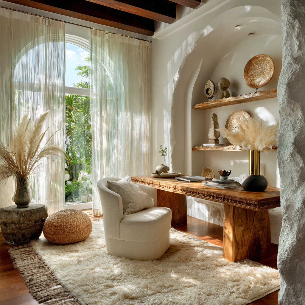 Iridescent White and Soft Opal Light African Home Office