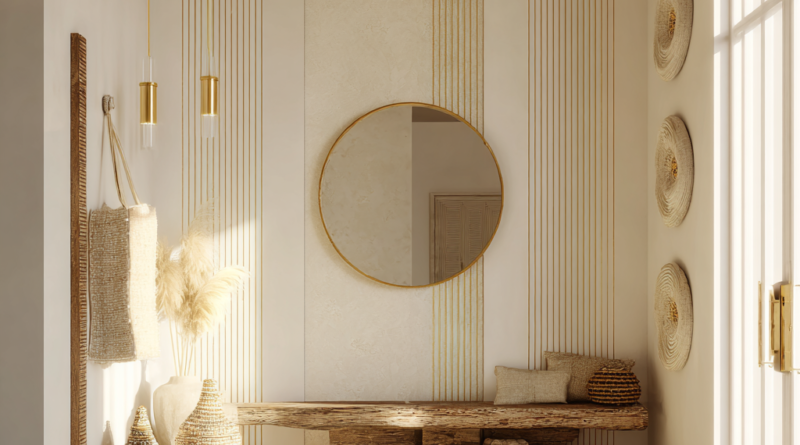 Opalescent Platinum · Soft White with Golden Thread African Entryway 01