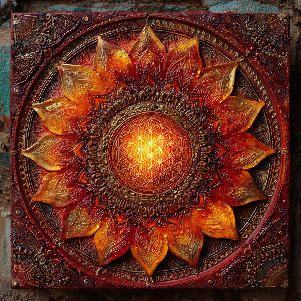 Orange African Art Sacred Geometry