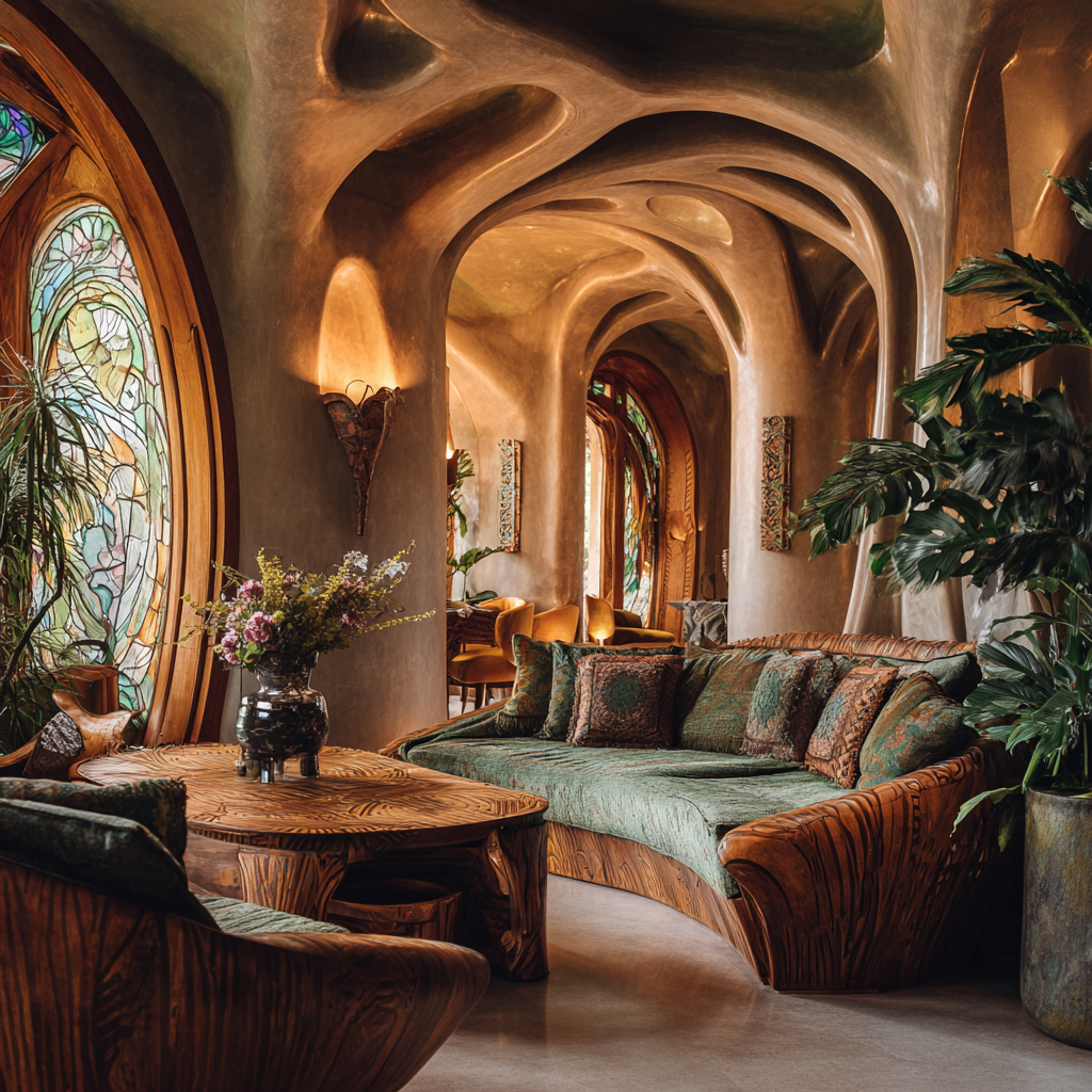 Pink African Art Nouveau livingroom