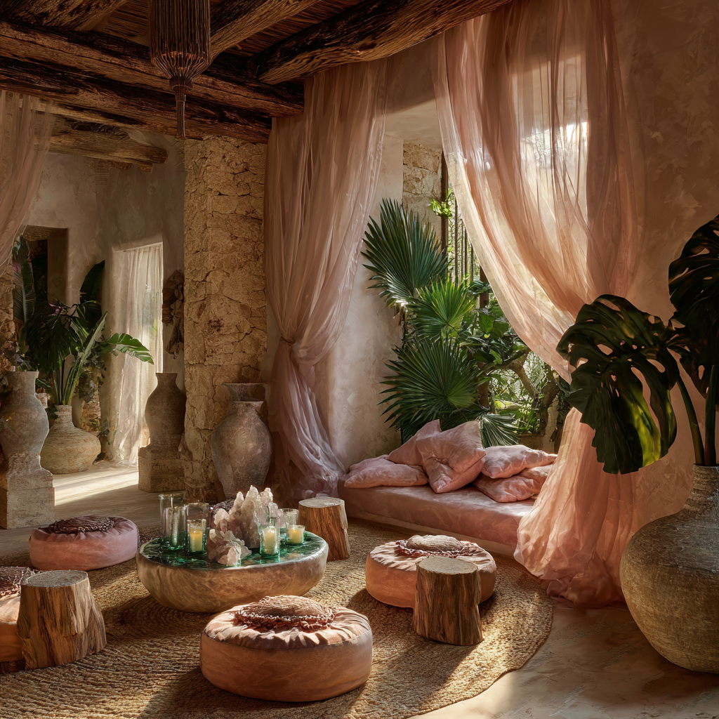 Rose-White · Soft Pink · Opalescent Green home meditation room