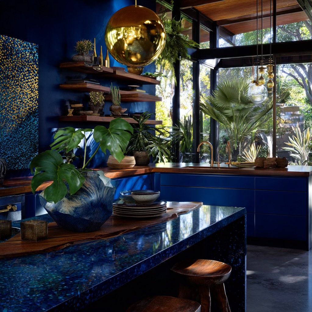 Sapphire Blue and Electric Indigo African kitchen