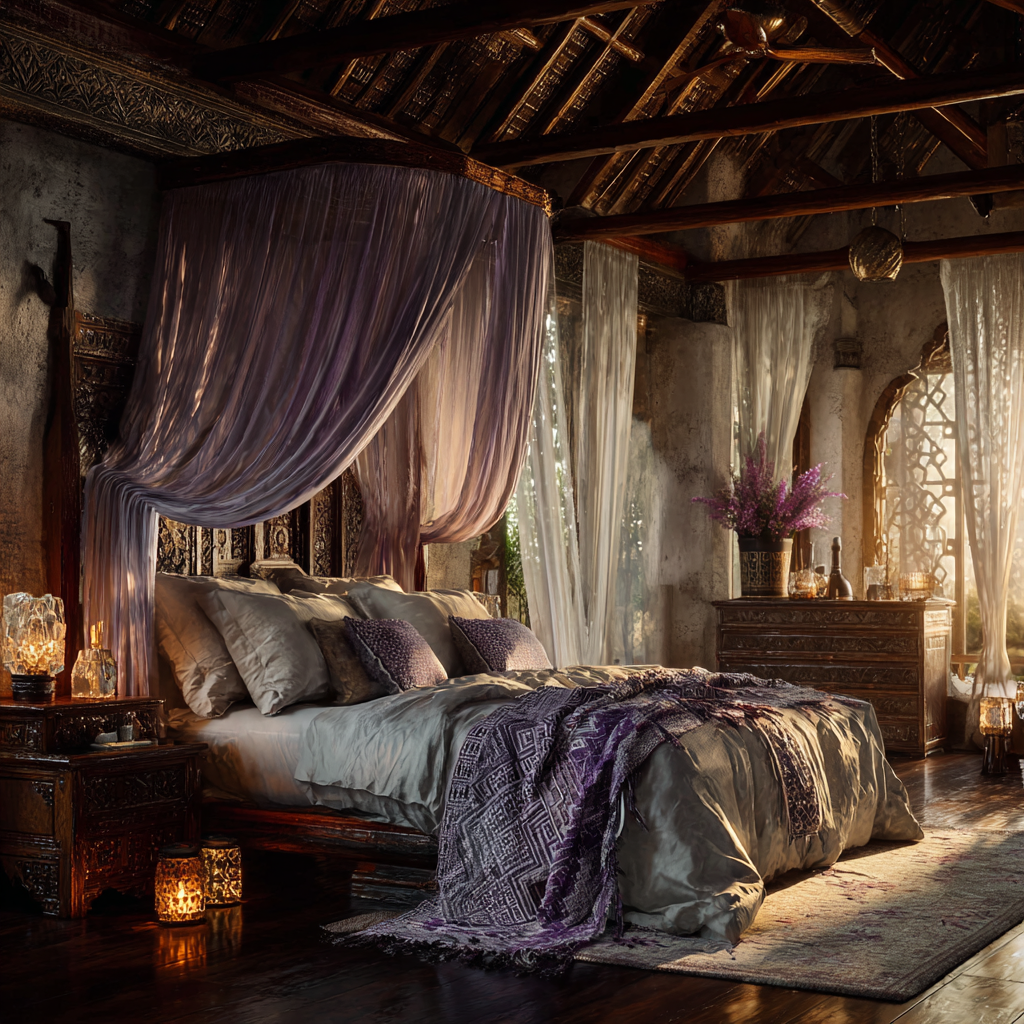 Silver-Violet · Misty White · Opal African Bedroom