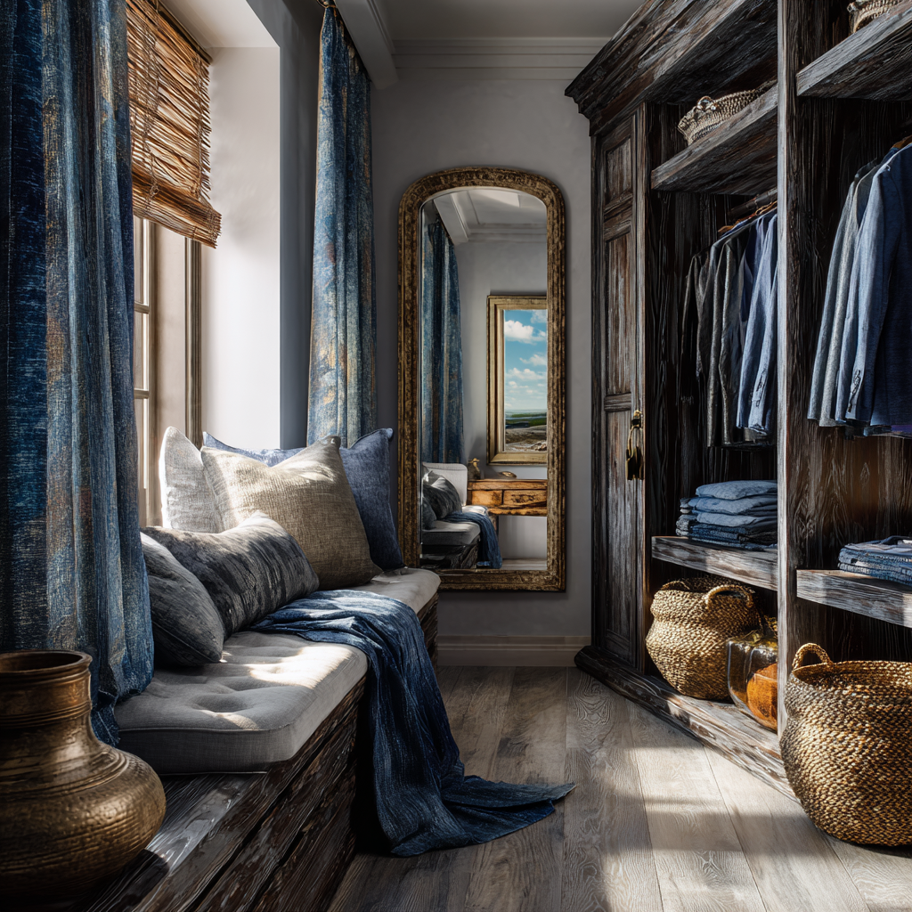 Soft Silver-White - Muted Indigo - Pale Gray Restraint African home dressing room