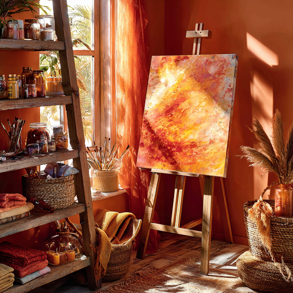 Tangerine arts and crafts room