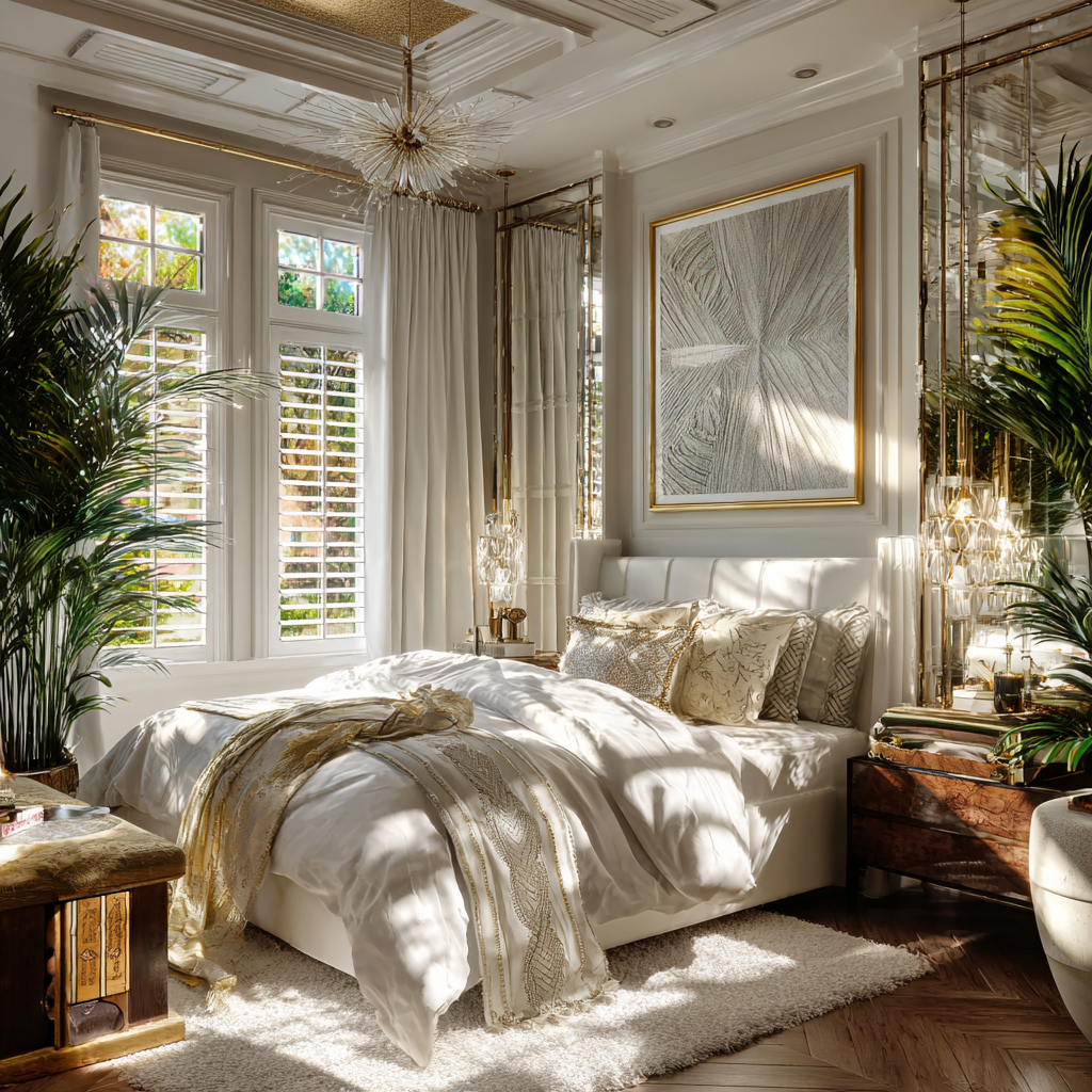 White - Platinum - Diamond Gold African bedroom
