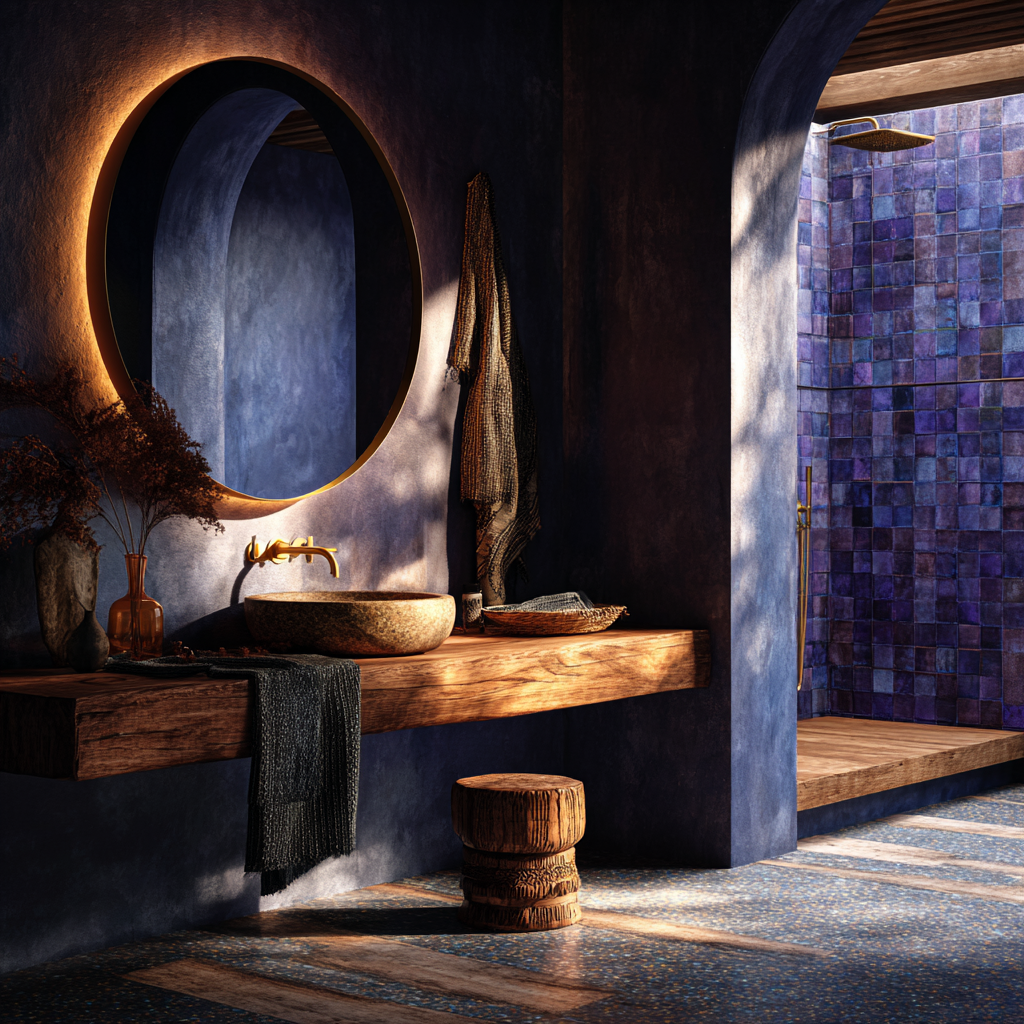 indigo and rich violet-blue African Bathroom