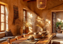 Amber Gold and Warm Honey African Rustic Dining Room