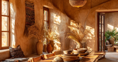 Amber Gold and Warm Honey African Rustic Dining Room