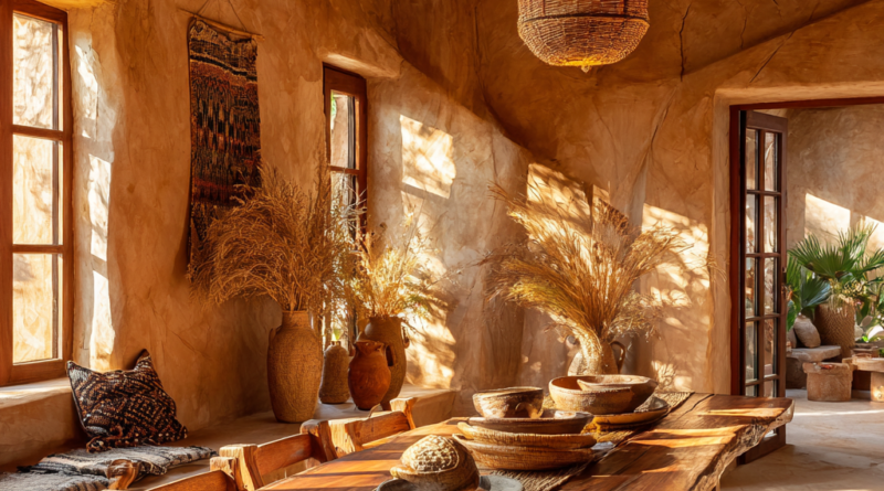 Amber Gold and Warm Honey African Rustic Dining Room