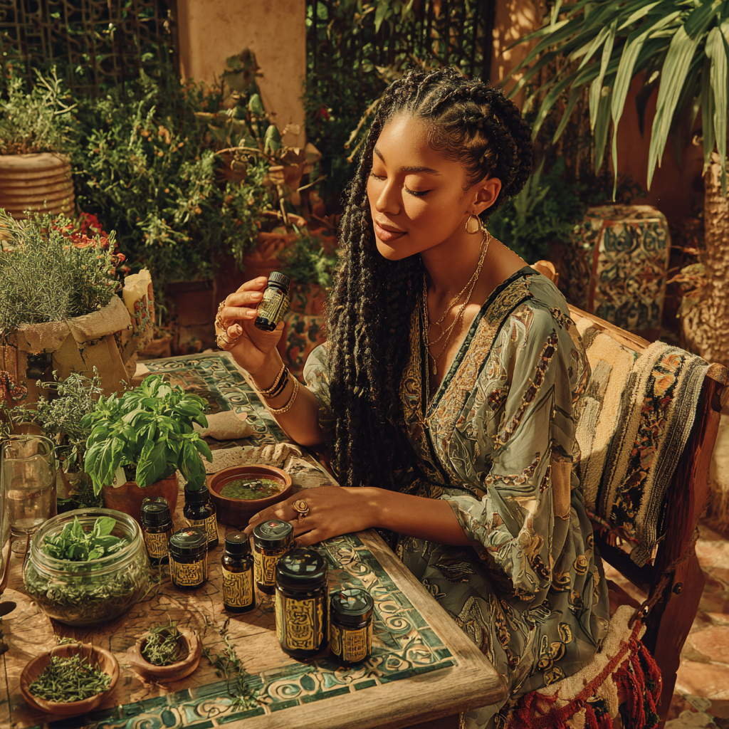 Basil Essential Oil in African Art Deco garden