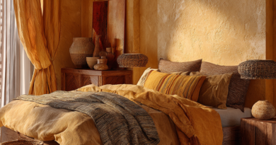 Golden Amber · Steady Bronze · Quiet Solar Warmth — African Rustic Bedroom