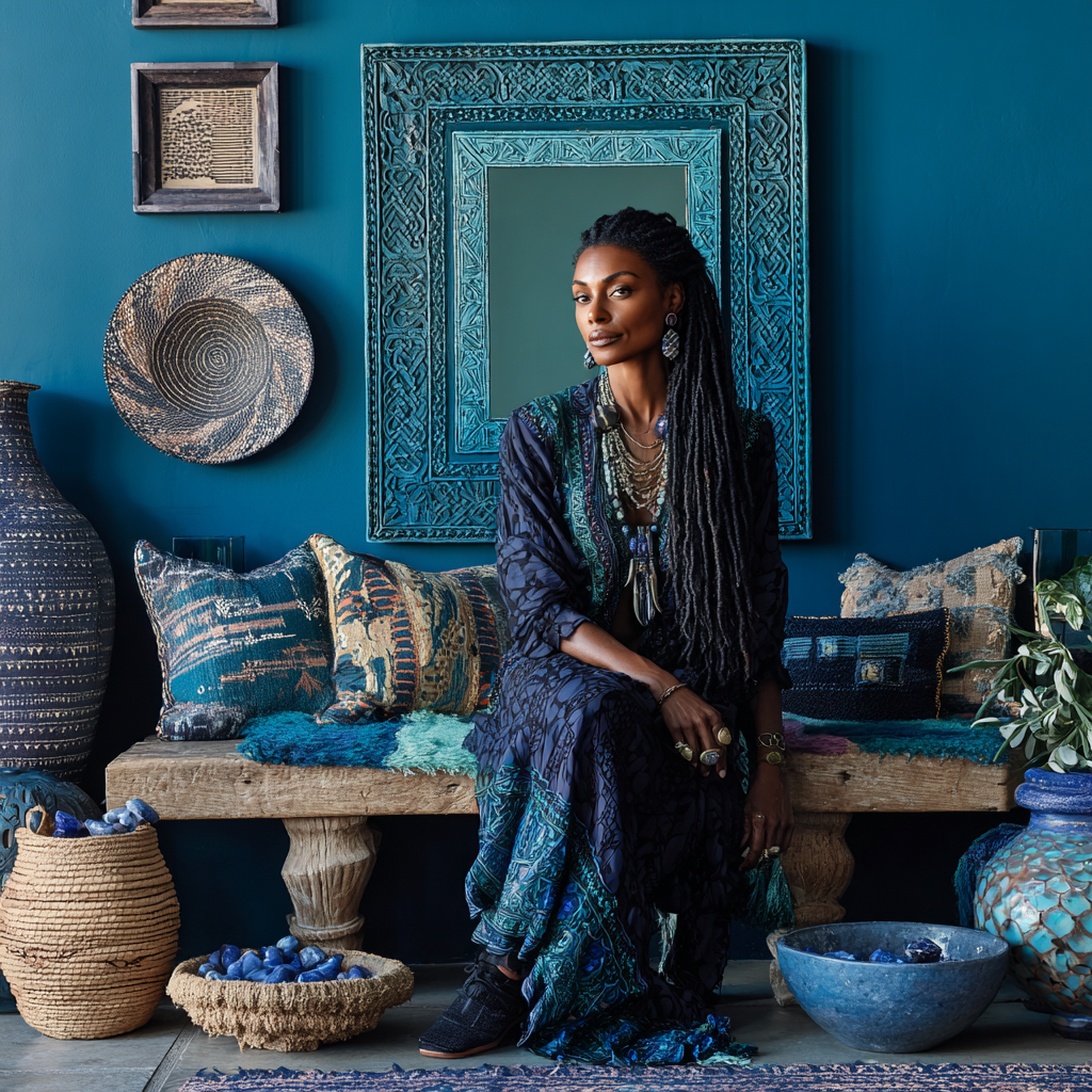 Sodalite crystal in African home entryway