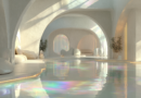 White, Gold, and Rainbow Iridescent Indoor pool