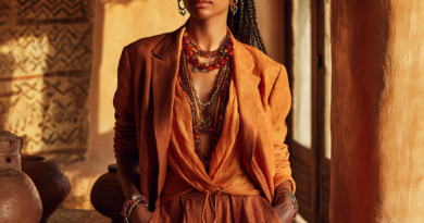 deep orange and burnt terracotta boho woman's linen suit