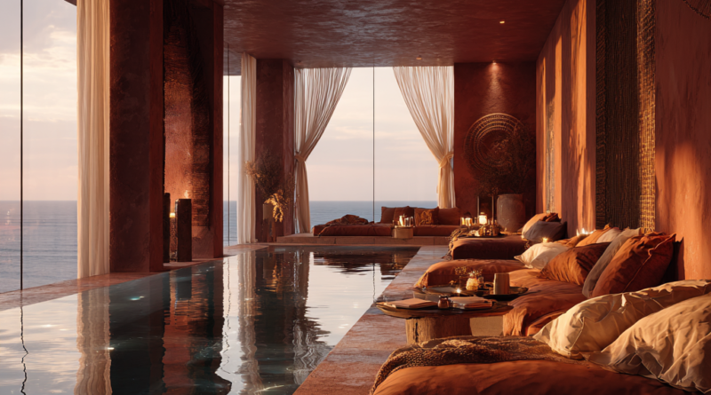 deep orange chromotherapy African California coastal pool