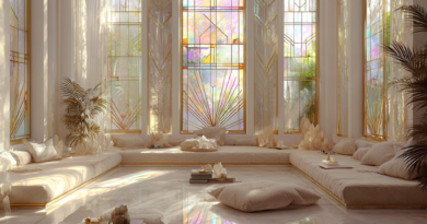 luminous White • Gold • Iridescent Light meditation room