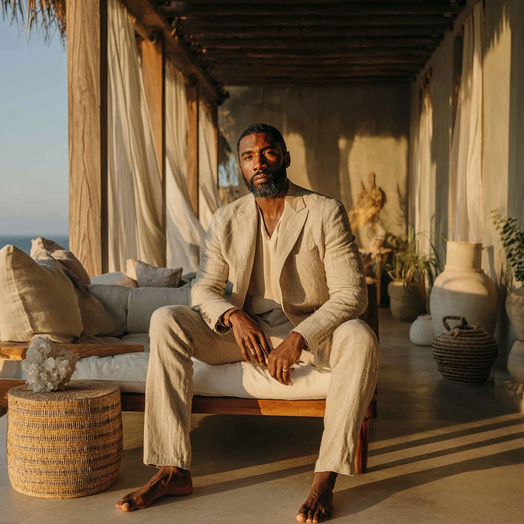 phenacite cluster on a side table,