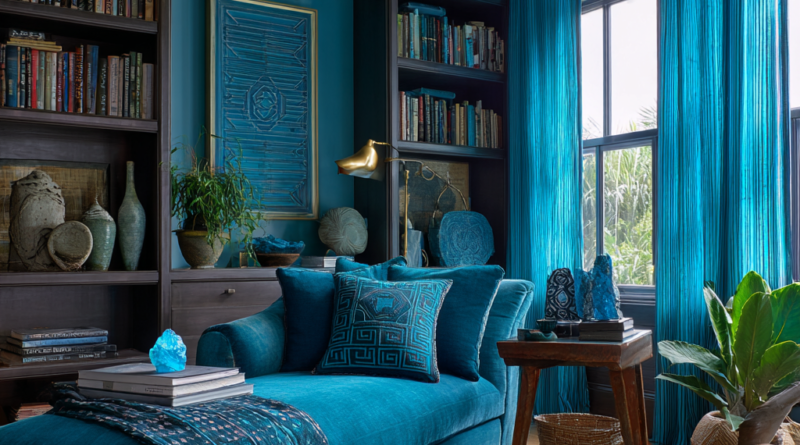 sky blue, turquoise, and sapphire chromotherapy African Reading room