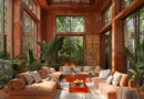 warm coral and soft orange African sunroom