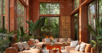 warm coral and soft orange African sunroom