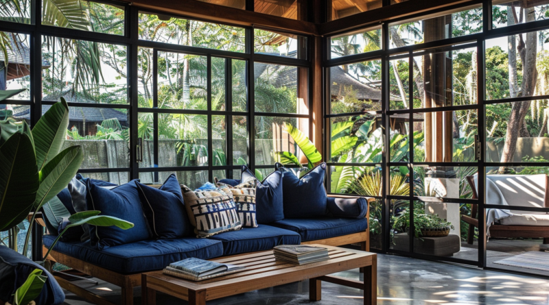 Black - Deep Blue - Ash Gray African Coastal Long Porch