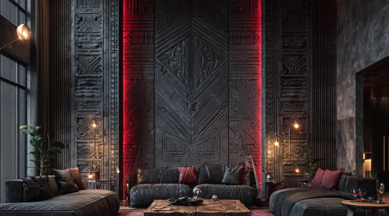 Black • Ash Gray • Deep Red Expression African Industrial