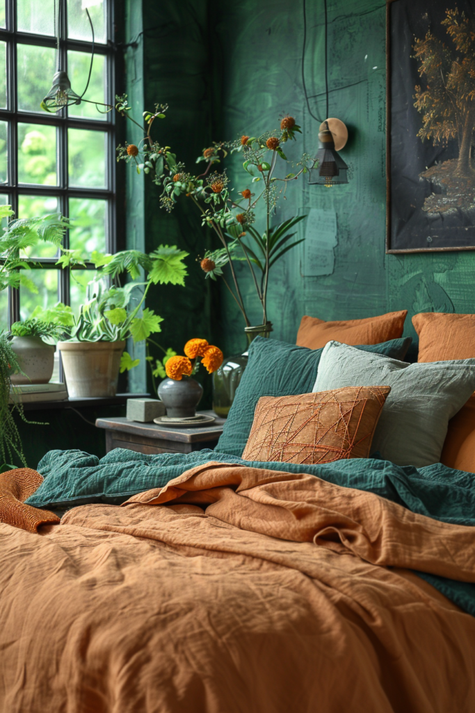 Dark Green - Black - Rust Chromotherapy Bedroom