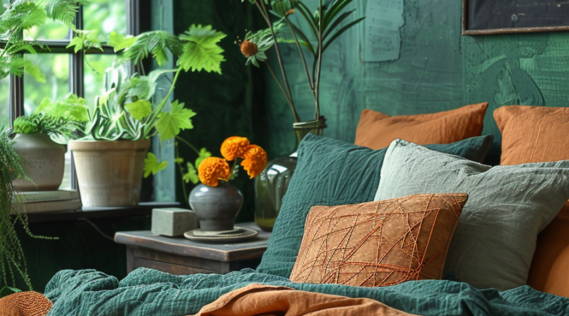Dark Green - Black - Rust Chromotherapy Bedroom