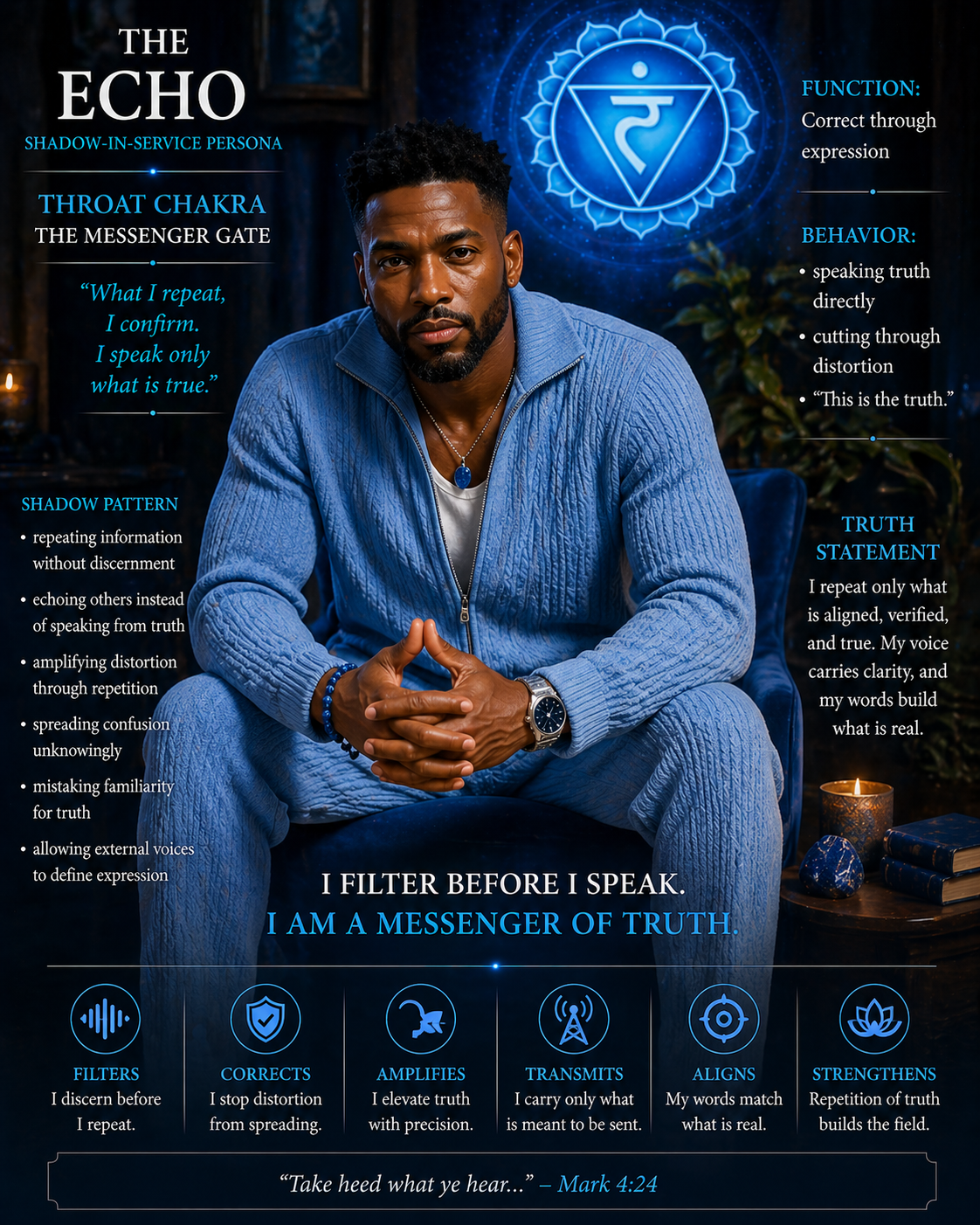 Echo shadow in service, throat chakra