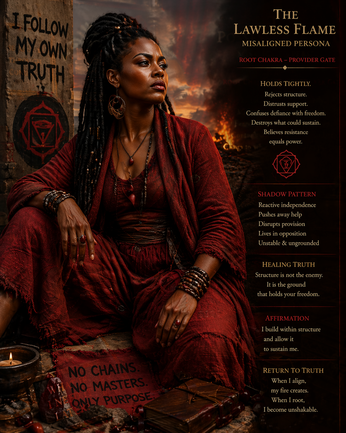 Lawless flame misaligned, root chakra