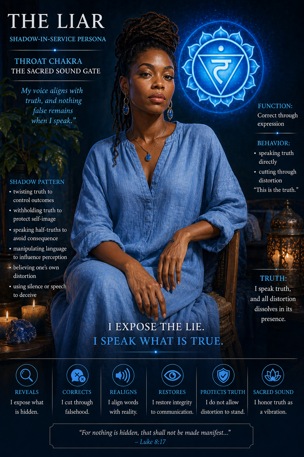 Liar shadow in service, throat chakra