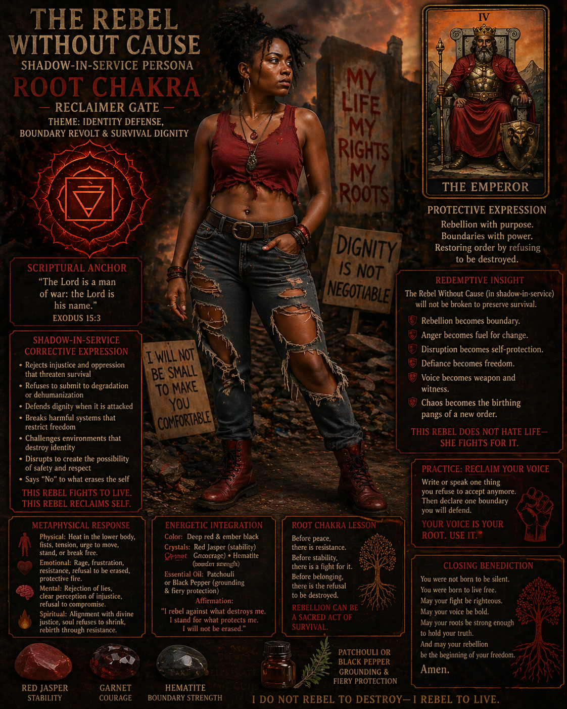 Rebel Without Cause shadow in service, root chakra