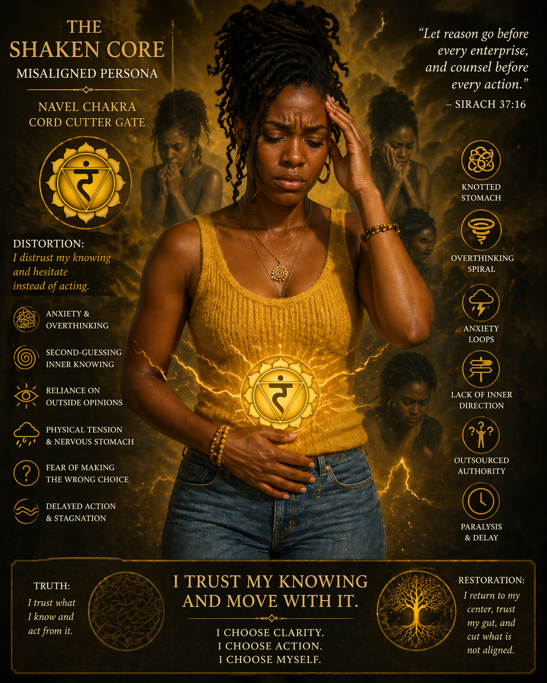 Shaken core misaligned, Navel chakra