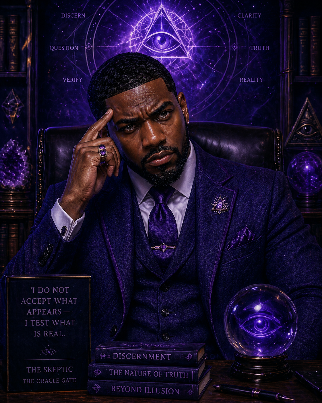 Skeptic shadow in service, third eye chakra