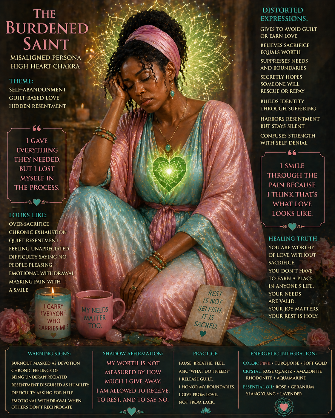 burdened saint misaligned, high heart chakra