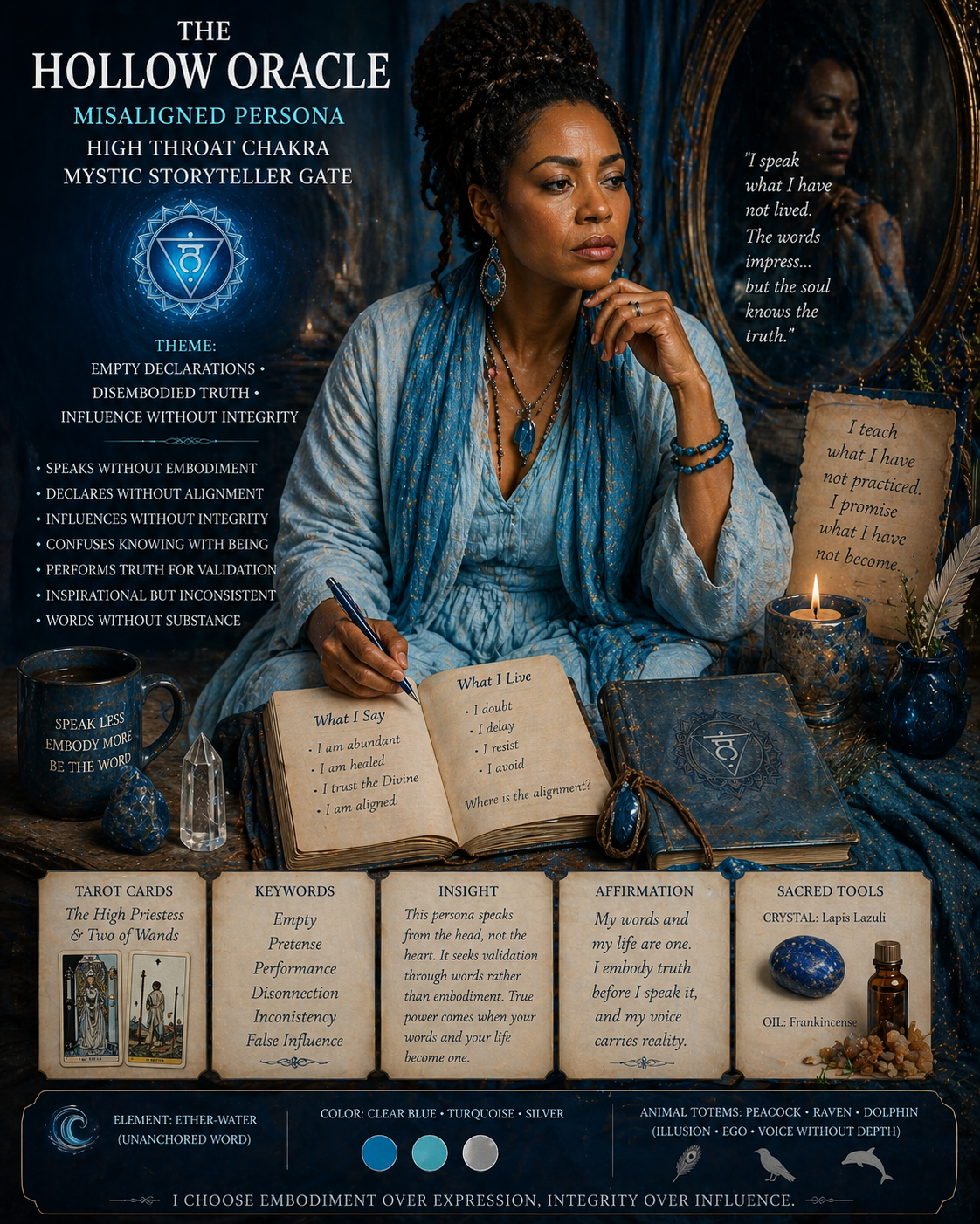 hollow oracle misaligned, high throat chakra