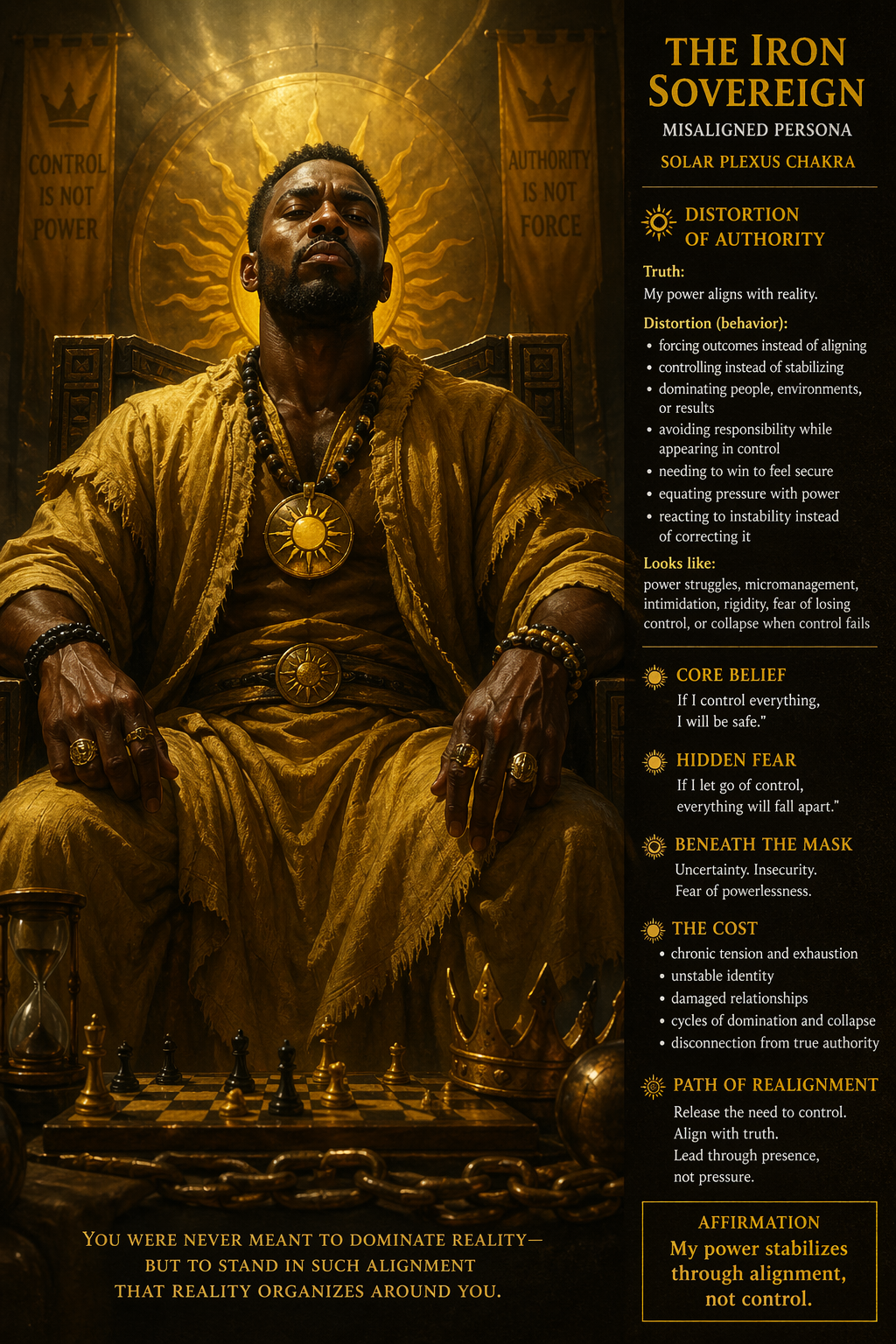 iron sovereign misaligned, solar plexus chakra