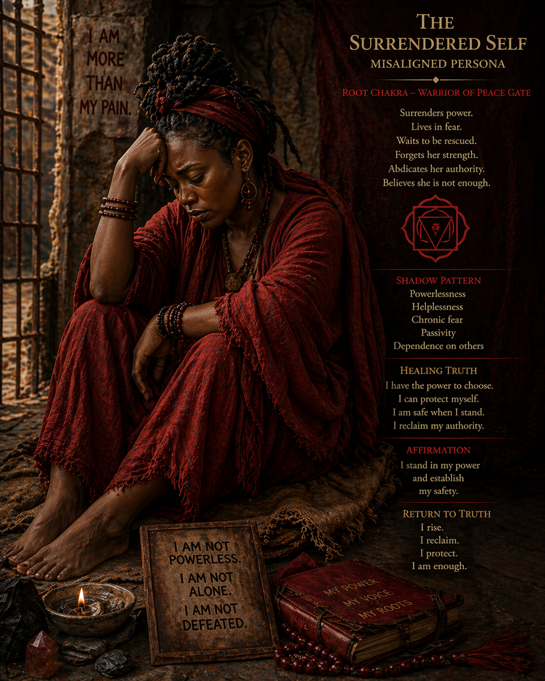 surrendered self misaligned, root chakra