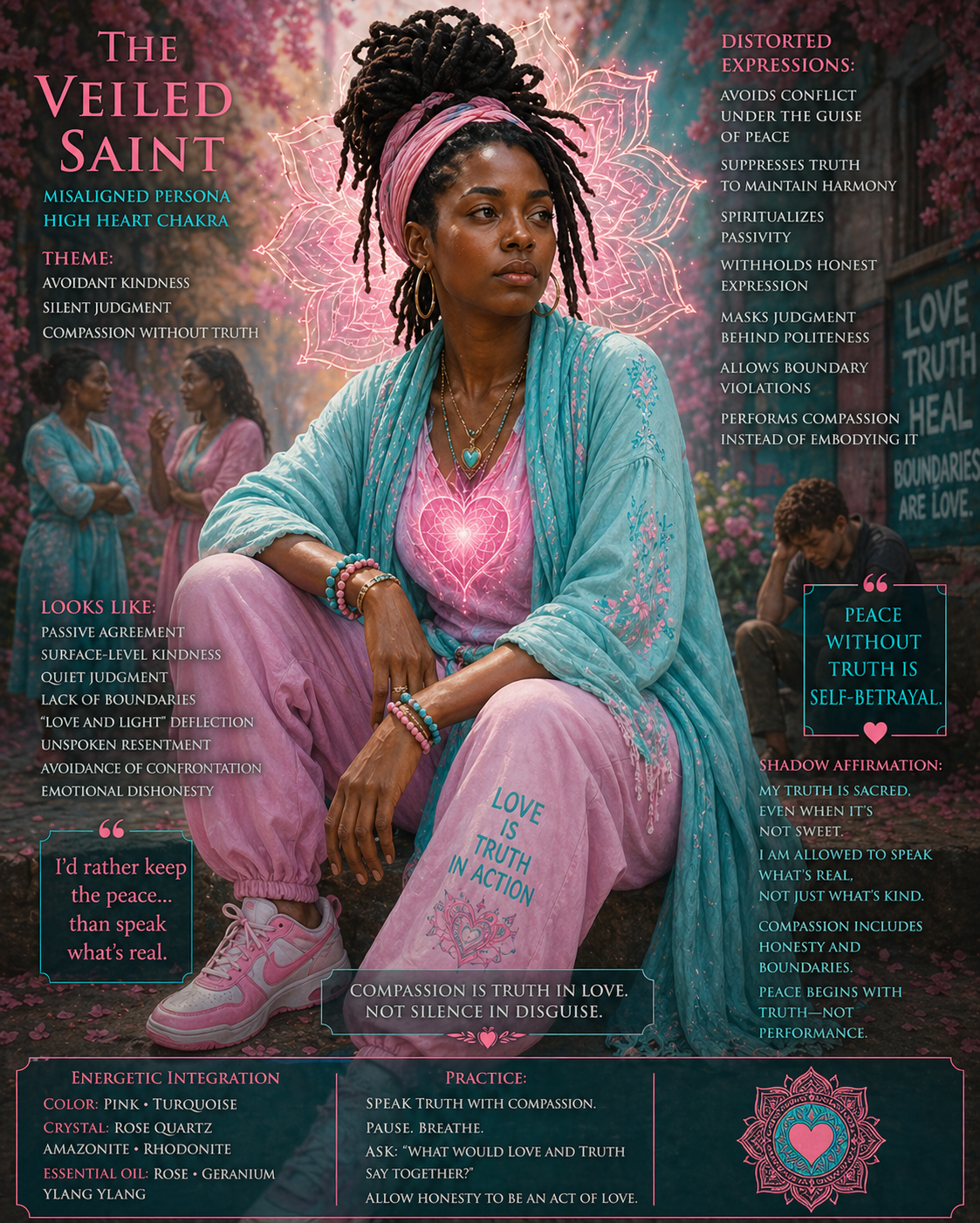 veiled saint misaligned, high heart chakra